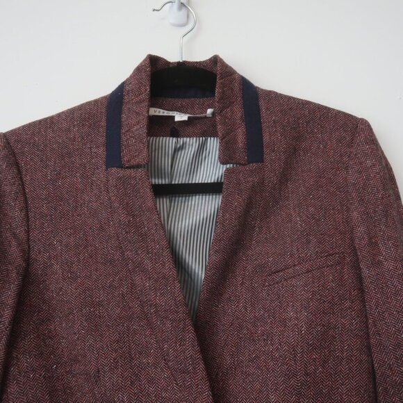 Veronica Beard Tate Upcollar Herringbone Dickey Blazer Size 2 - Picture 6 of 10